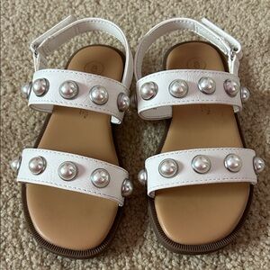 Cat & Jack White Sandals with Pearl Details